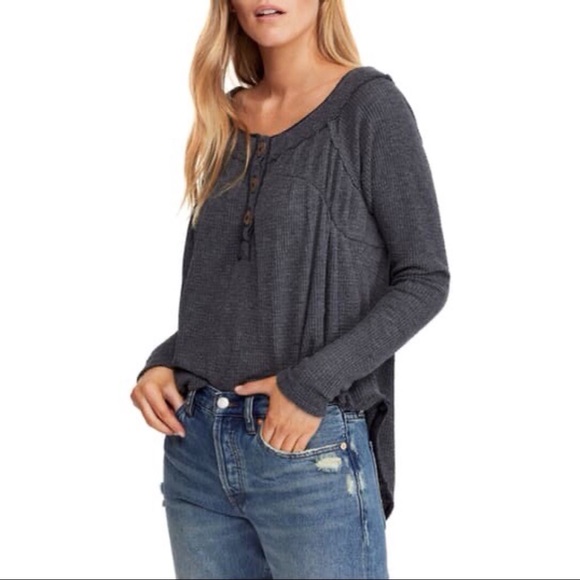 Free People Tops - Free People Must Have Henley Gray Small